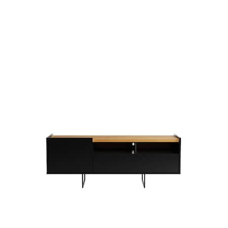Manhattan Comfort Winston 53.14 TV Stand with 4 Shelves in Black and Cinnamon 223952